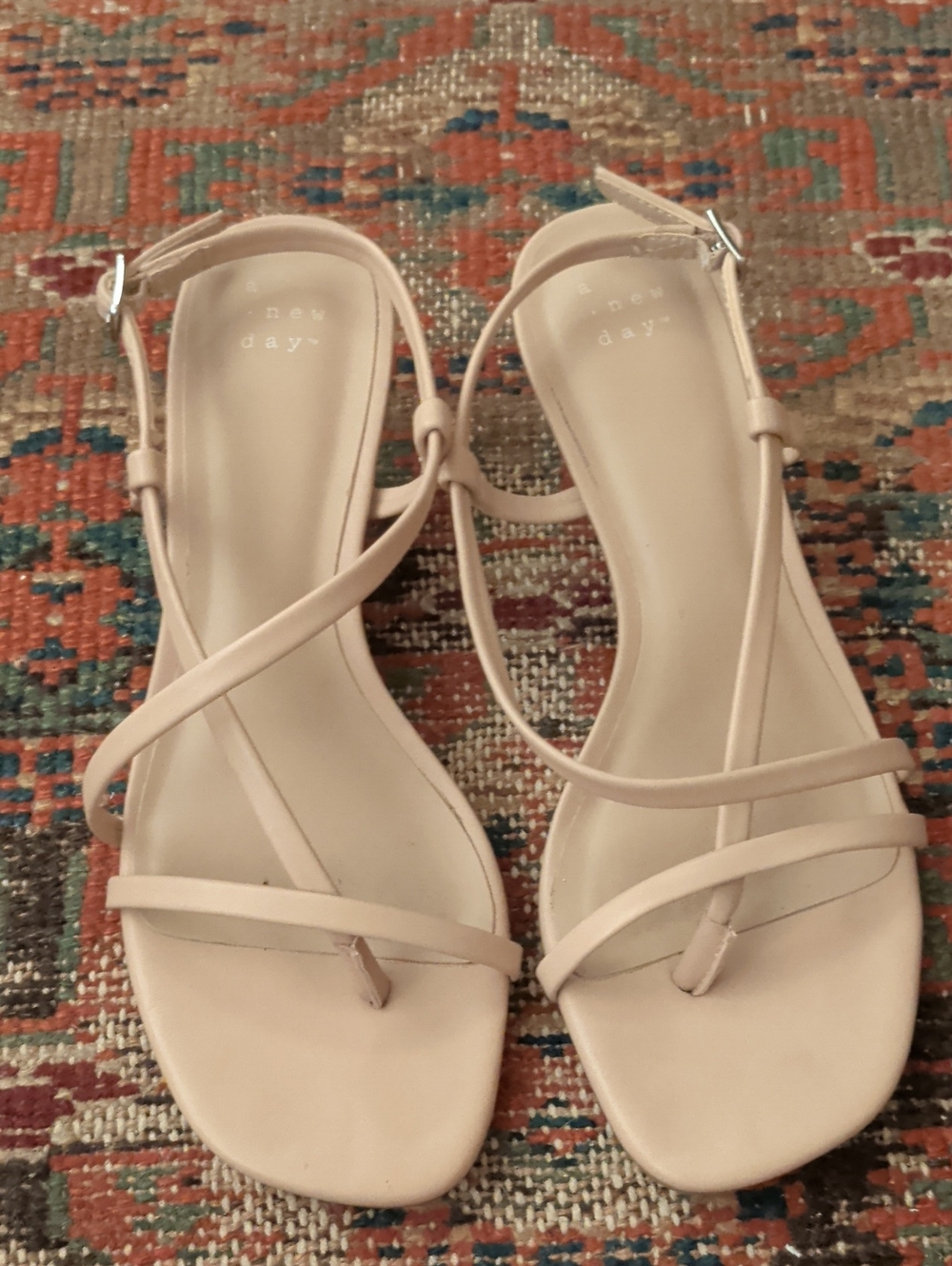 New Day Women's Cream Strappy Sandals